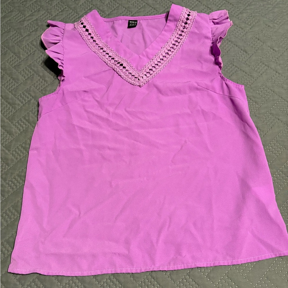 Lavender Ruffle Sleeve Top